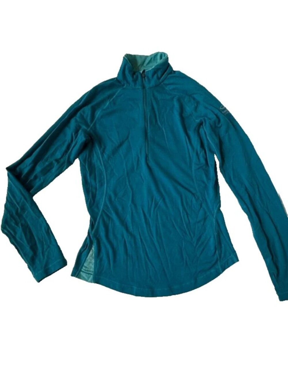Icebreaker Women M 260 Zip Pullover Blue Teal Merino Wool Long Sleeve Base Layer